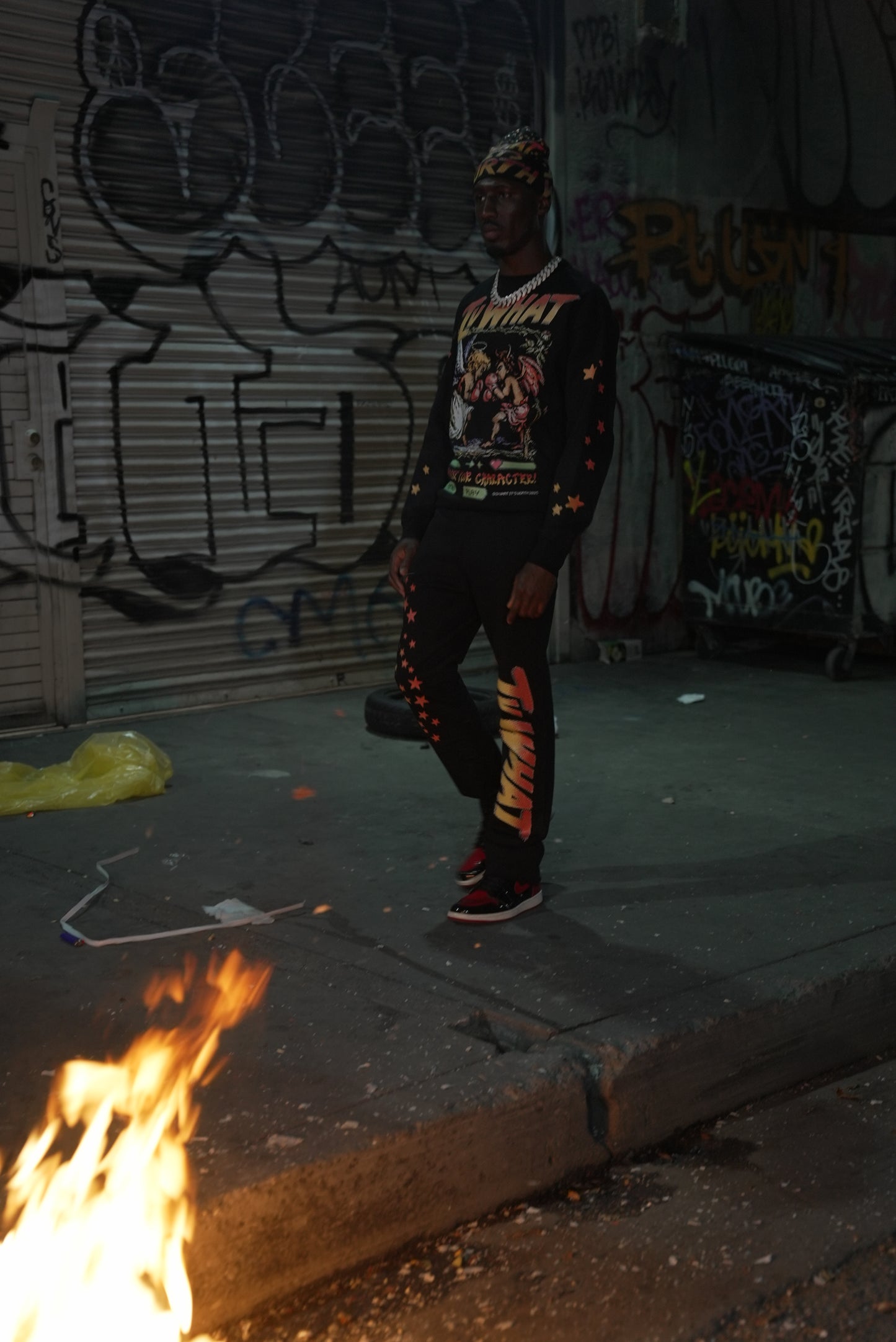IVWHAT π₯ β STREET FIGHTER β π₯ FLARE SWEATPANTS (BLACK)