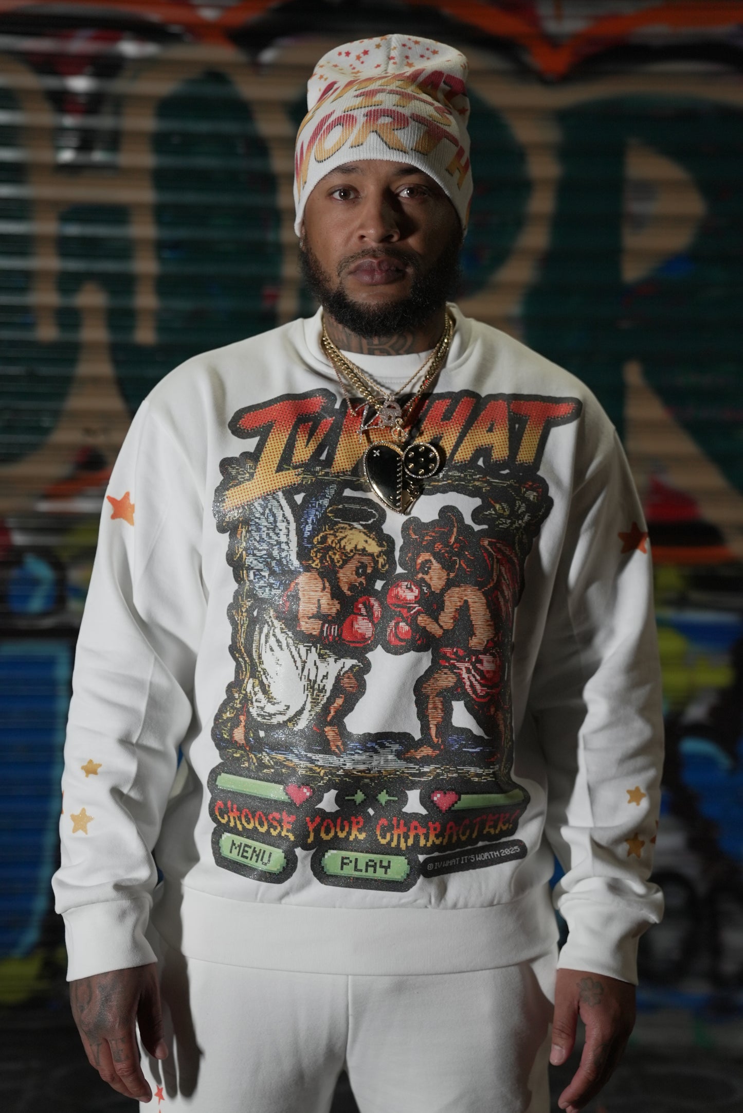 IVWHAT 🥊 “ STREET FIGHTER “ 🥊 CREWNECK (WHITE)