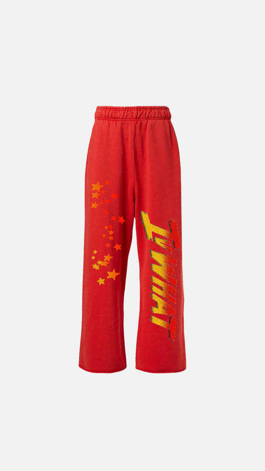IVWHAT 🥊 “ STREET FIGHTER “ 🥊 FLARE SWEATPANTS (RED)