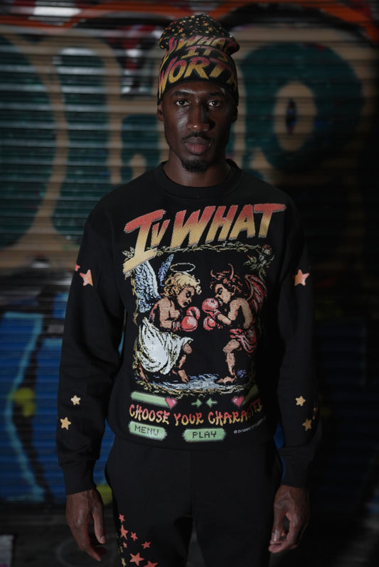 IVWHAT 🥊 “ STREET FIGHTER “ 🥊CREWNECK (BLACK)